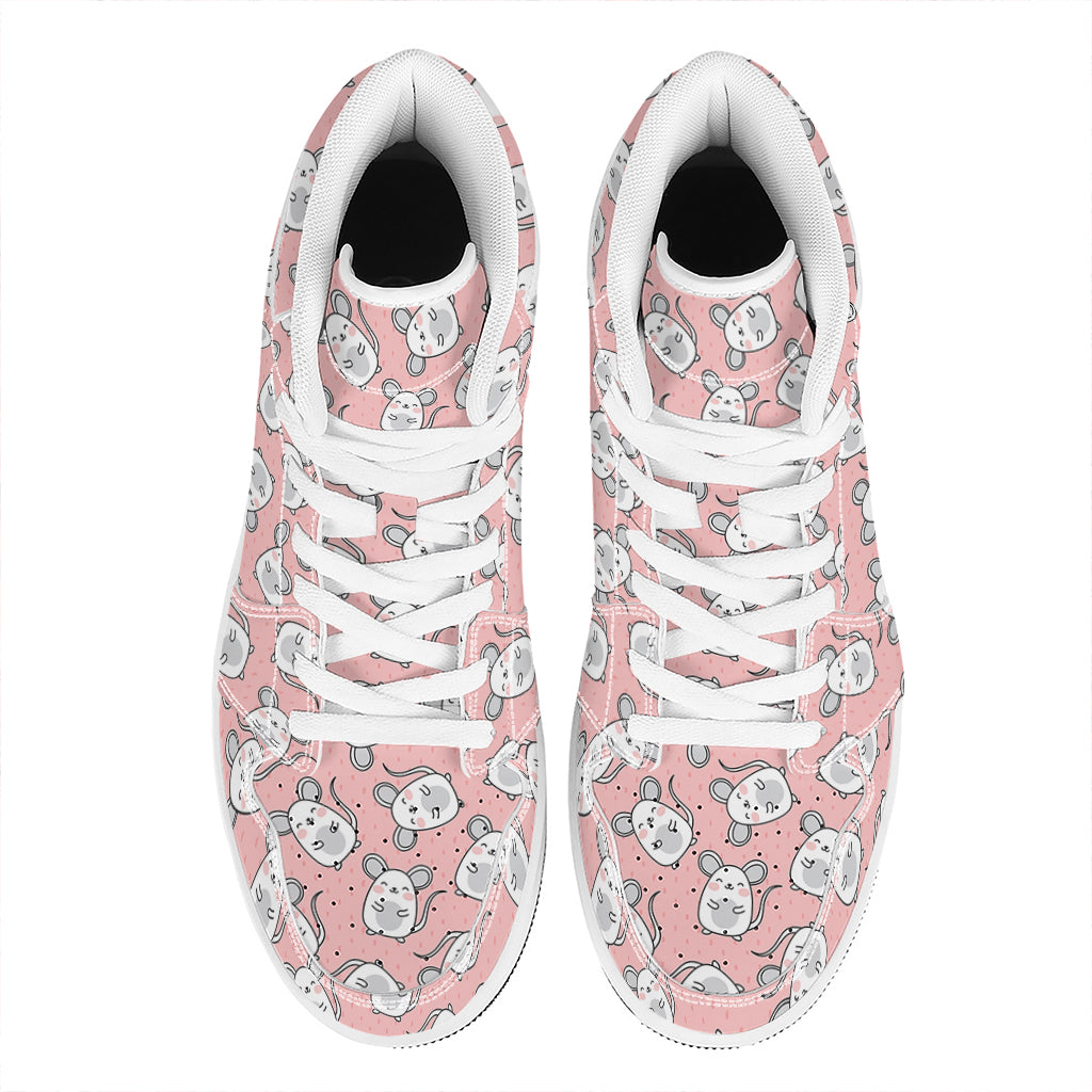 Cute Rat Pattern Print High Top Leather Sneakers