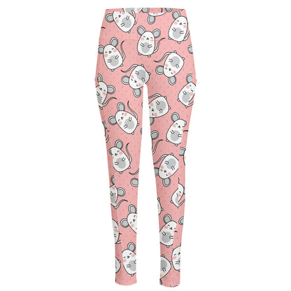 Cute Rat Pattern Print High-Waisted Pocket Leggings