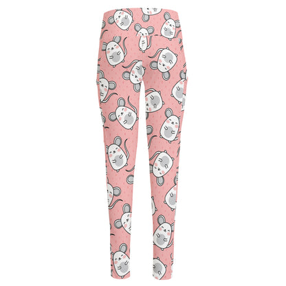 Cute Rat Pattern Print High-Waisted Pocket Leggings