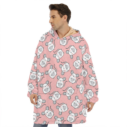 Cute Rat Pattern Print Hoodie Blanket