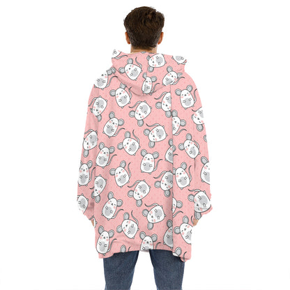 Cute Rat Pattern Print Hoodie Blanket