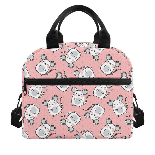 Cute Rat Pattern Print Insulated Lunch Bag