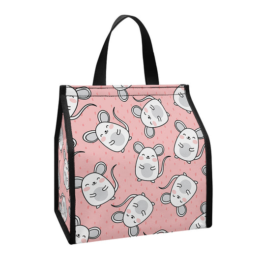 Cute Rat Pattern Print Insulated Lunch Tote