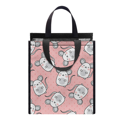 Cute Rat Pattern Print Insulated Lunch Tote