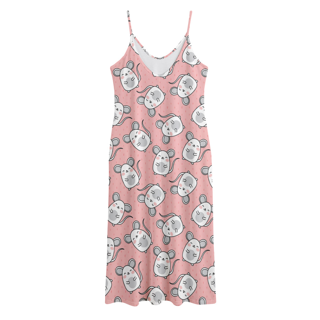 Cute Rat Pattern Print Jersey Midi Cami Dress