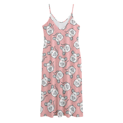 Cute Rat Pattern Print Jersey Midi Cami Dress