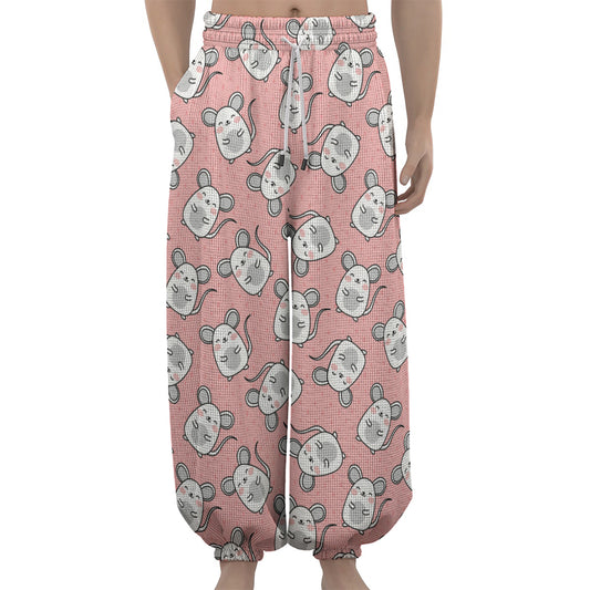 Cute Rat Pattern Print Lantern Pants