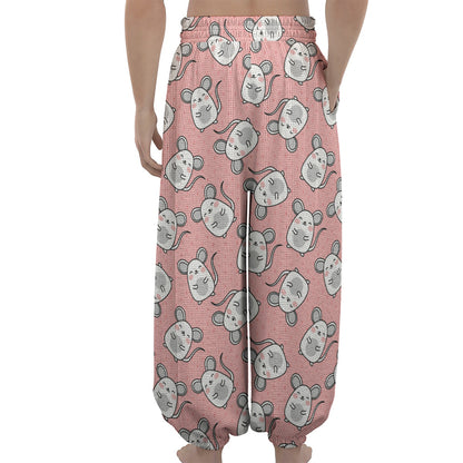 Cute Rat Pattern Print Lantern Pants