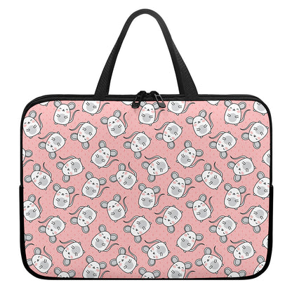 Cute Rat Pattern Print Laptop Sleeve With Handle