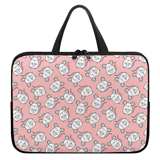 Cute Rat Pattern Print Laptop Sleeve With Handle