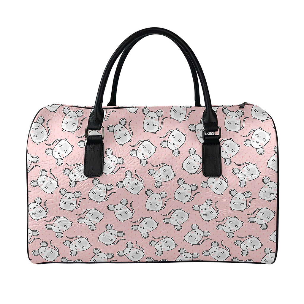 Cute Rat Pattern Print Leather Duffle Bag
