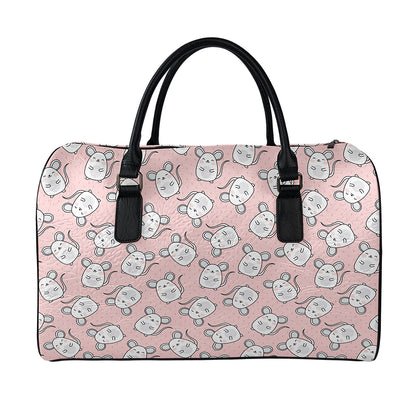 Cute Rat Pattern Print Leather Duffle Bag