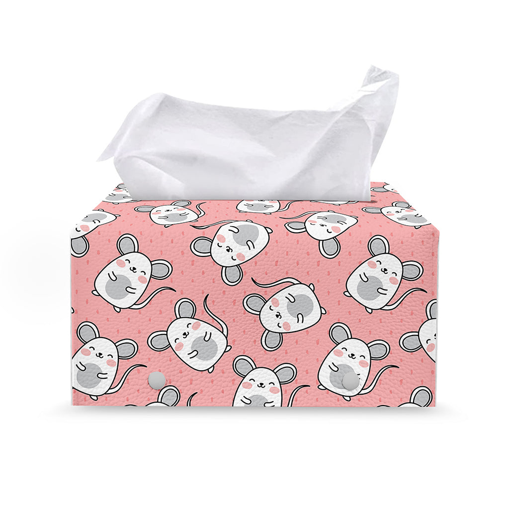 Cute Rat Pattern Print Leather Tissue Box Cover