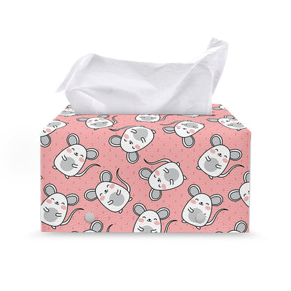 Cute Rat Pattern Print Leather Tissue Box Cover
