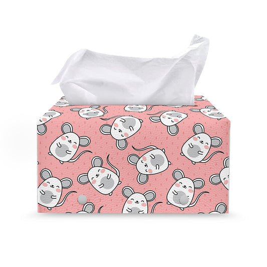 Cute Rat Pattern Print Leather Tissue Box Cover