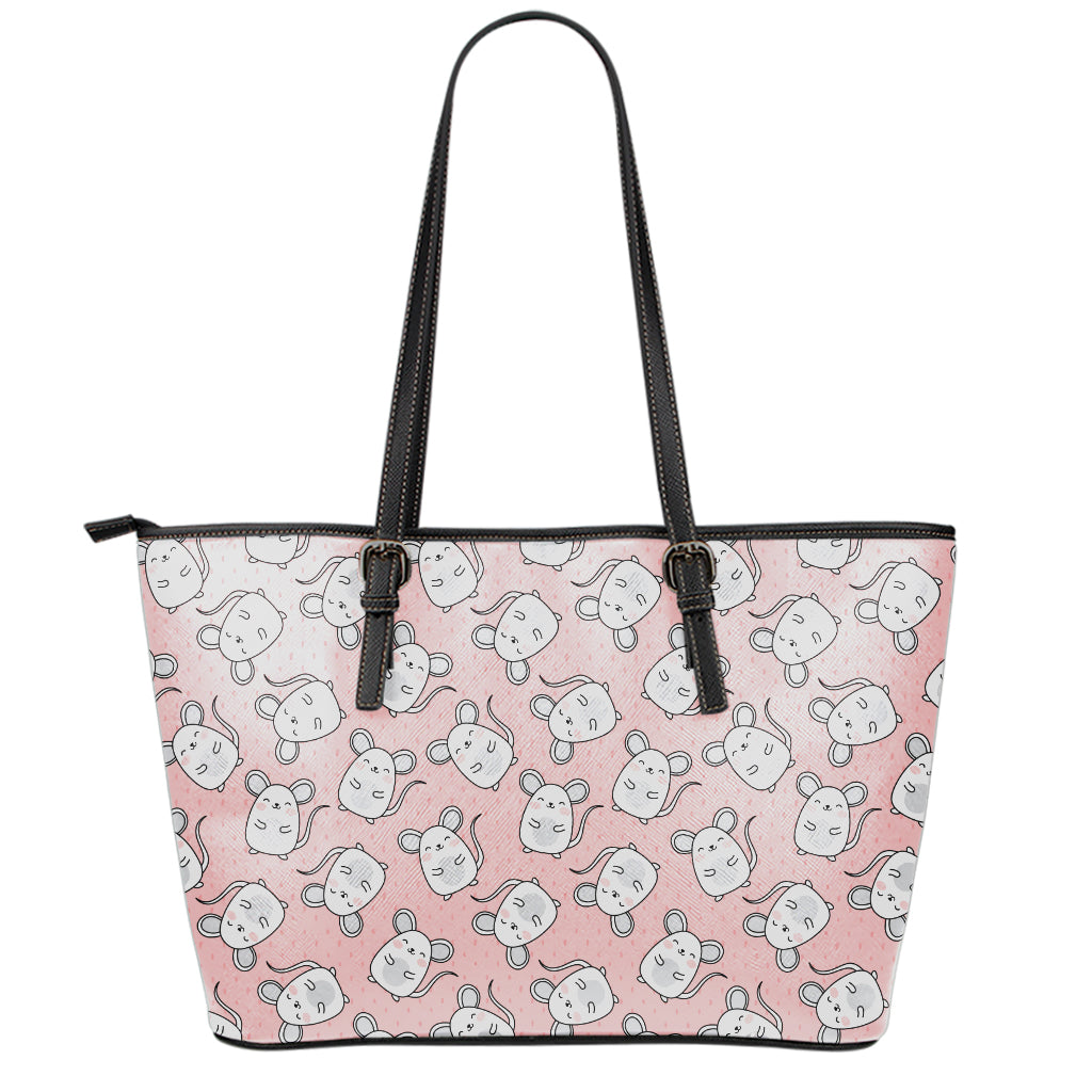 Cute Rat Pattern Print Leather Tote Bag