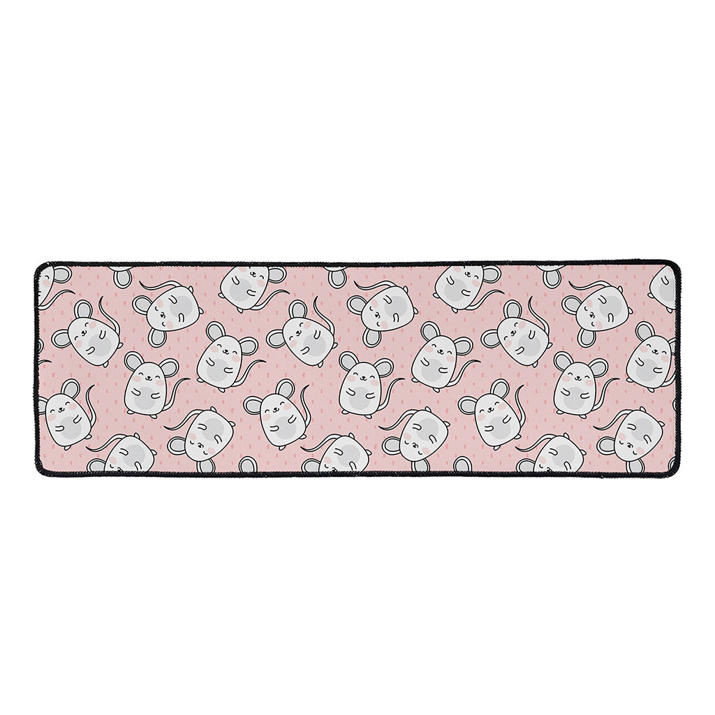 Cute Rat Pattern Print Long Kitchen Mat