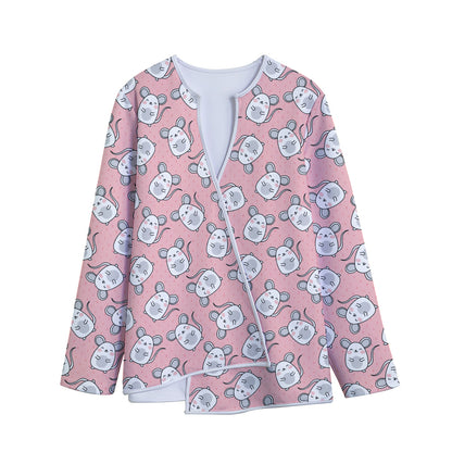 Cute Rat Pattern Print Long Sleeve Short Coat