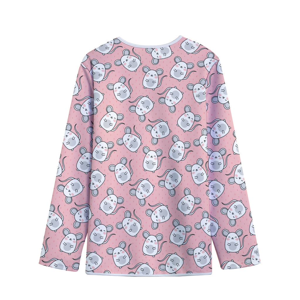 Cute Rat Pattern Print Long Sleeve Short Coat