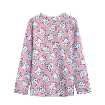 Cute Rat Pattern Print Long Sleeve Short Coat