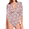 Cute Rat Pattern Print Long Sleeve Swimsuit