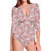 Cute Rat Pattern Print Long Sleeve Swimsuit