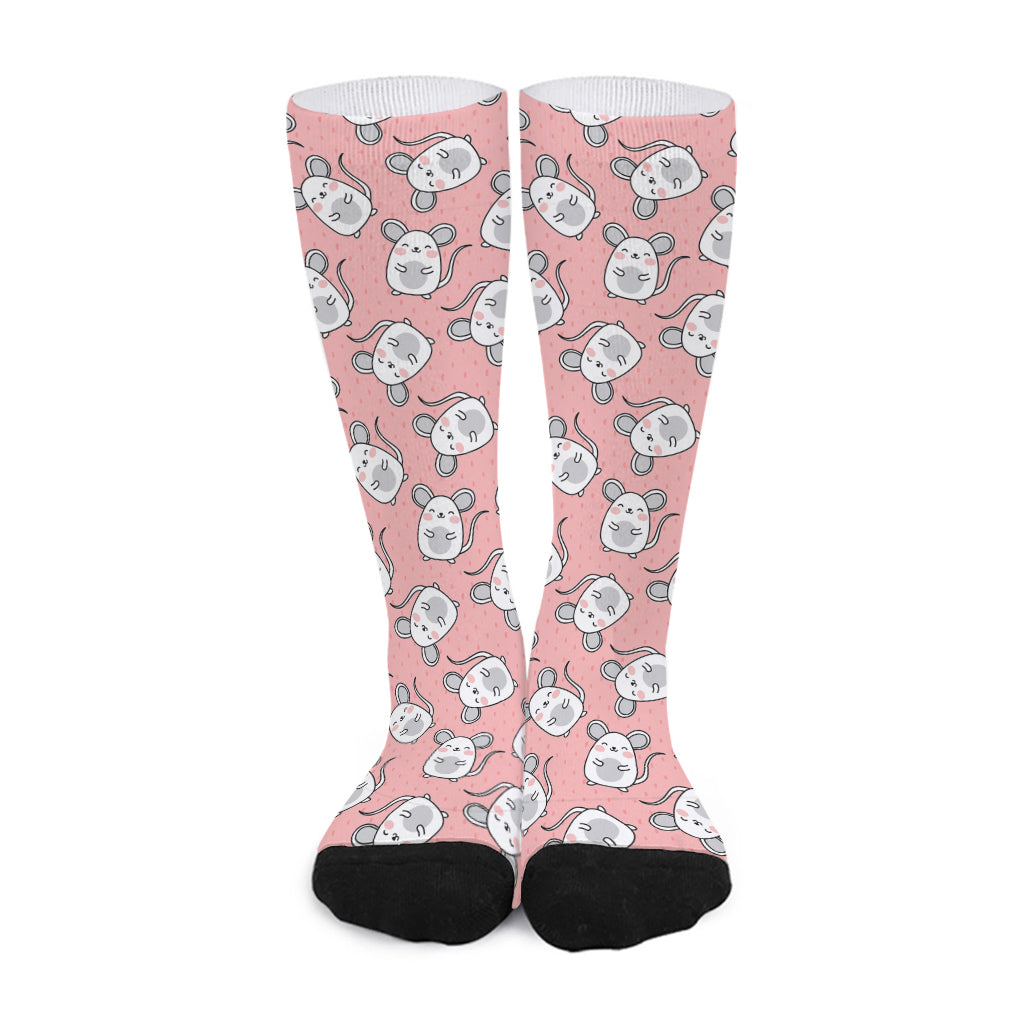 Cute Rat Pattern Print Long Socks