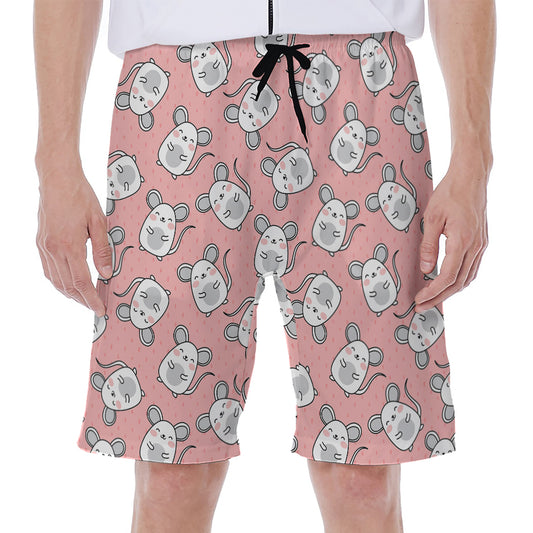 Cute Rat Pattern Print Men's Beach Shorts