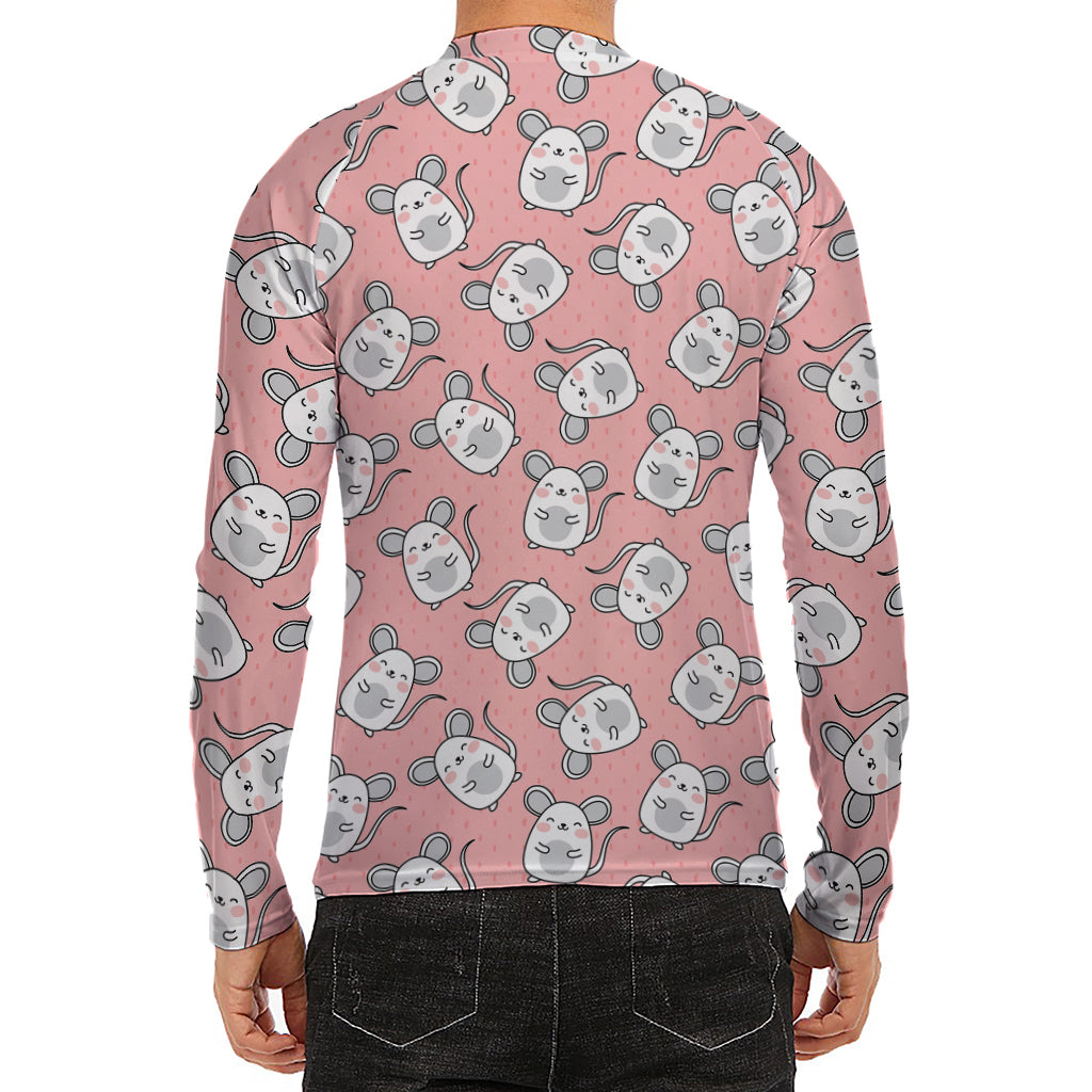 Cute Rat Pattern Print Men's Long Sleeve Rash Guard