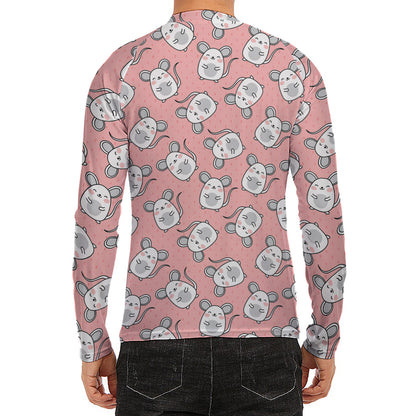 Cute Rat Pattern Print Men's Long Sleeve Rash Guard