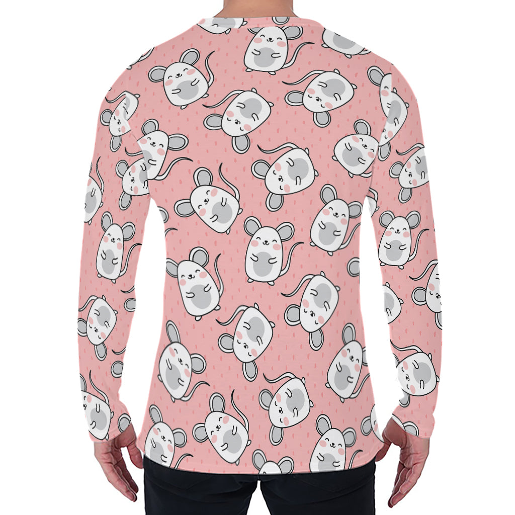 Cute Rat Pattern Print Men's Long Sleeve T-Shirt