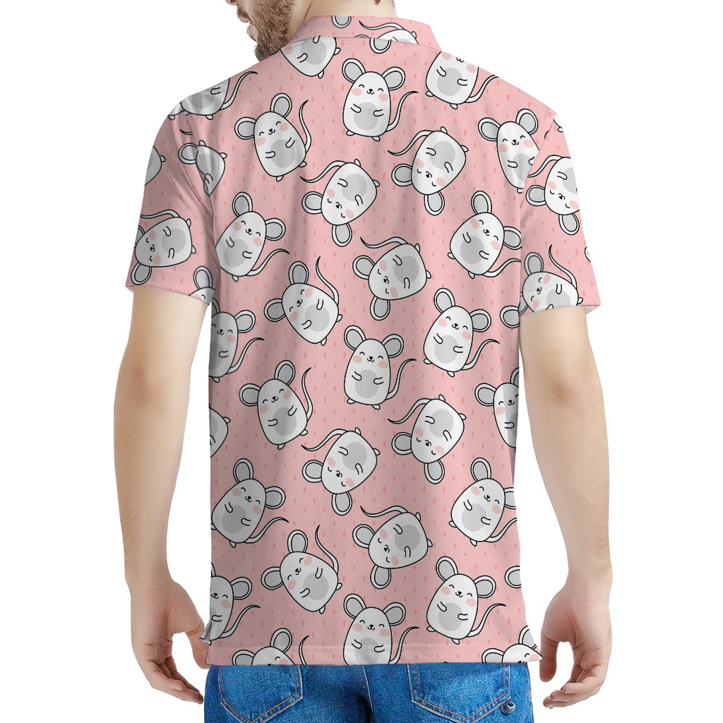 Cute Rat Pattern Print Men's Polo Shirt