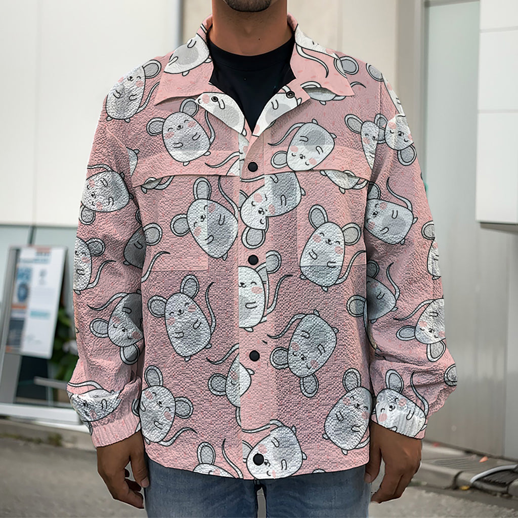 Cute Rat Pattern Print Men's Shirt Jacket