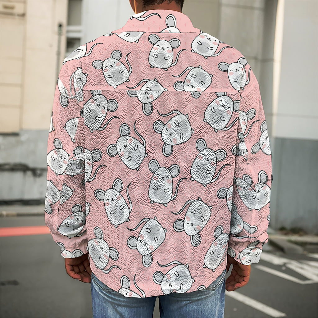 Cute Rat Pattern Print Men's Shirt Jacket