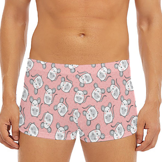 Cute Rat Pattern Print Men's Short Boxer Briefs