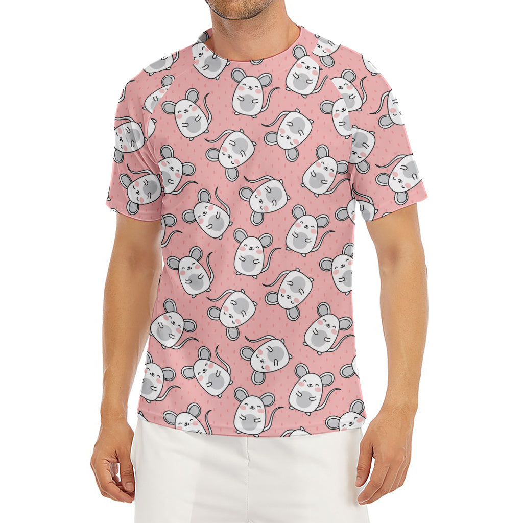 Cute Rat Pattern Print Men's Short Sleeve Rash Guard