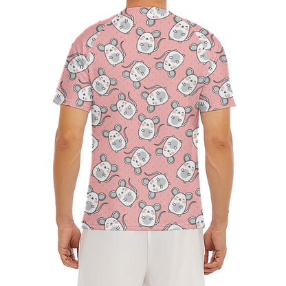 Cute Rat Pattern Print Men's Short Sleeve Rash Guard