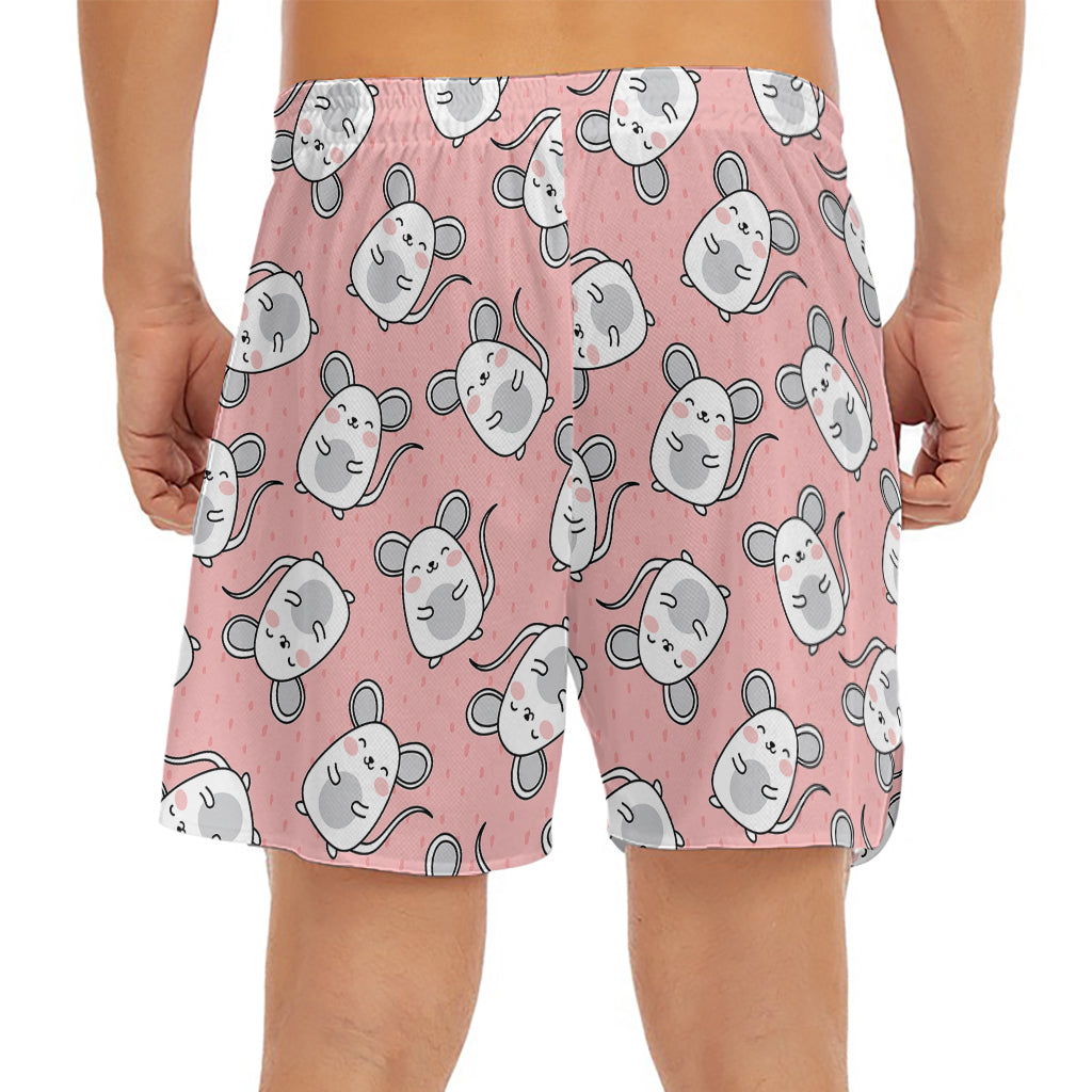 Cute Rat Pattern Print Men's Split Running Shorts