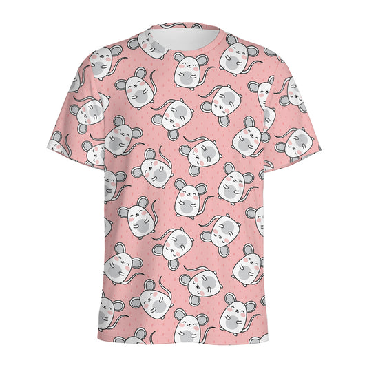 Cute Rat Pattern Print Men's Sports T-Shirt