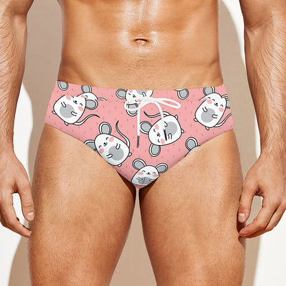 Cute Rat Pattern Print Men's Swim Briefs
