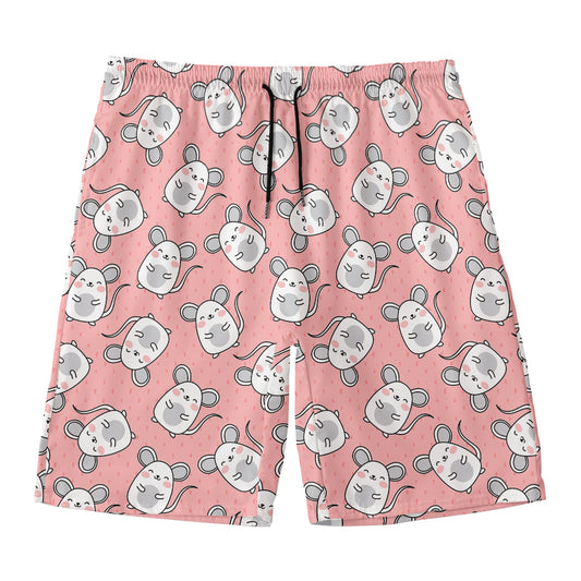Cute Rat Pattern Print Men's Swim Trunks