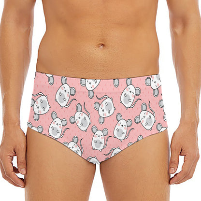 Cute Rat Pattern Print Men's Triangle Swim Briefs