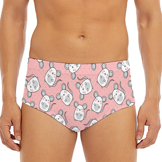 Cute Rat Pattern Print Men's Triangle Swim Briefs