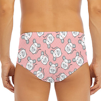 Cute Rat Pattern Print Men's Triangle Swim Briefs
