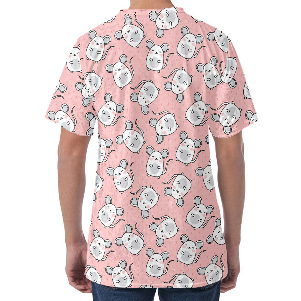 Cute Rat Pattern Print Men's Velvet T-Shirt