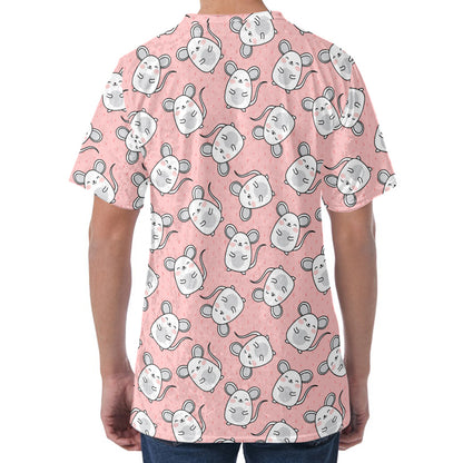 Cute Rat Pattern Print Men's Velvet T-Shirt