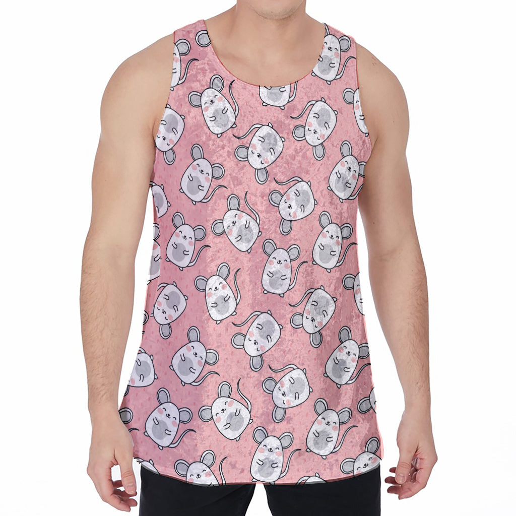 Cute Rat Pattern Print Men's Velvet Tank Top