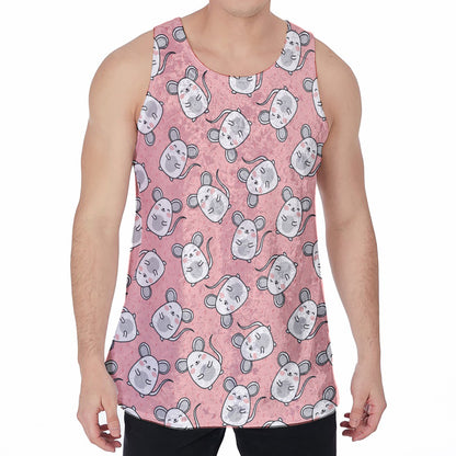 Cute Rat Pattern Print Men's Velvet Tank Top