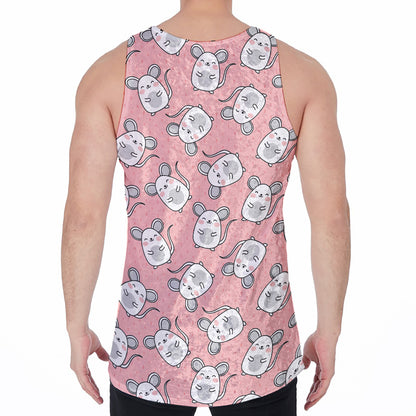 Cute Rat Pattern Print Men's Velvet Tank Top