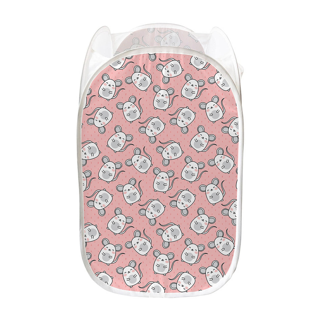 Cute Rat Pattern Print Mesh Laundry Hamper